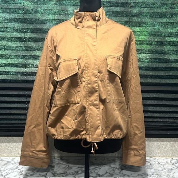 Sanctuary Women’s Brown Drawstring Waist Armstrong Crop Utility Jacket XL NWT - Picture 2 of 9